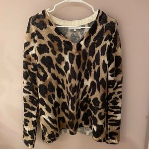Long sleeve cheetah print sweater